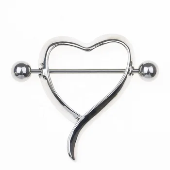 Oyaface Surgical Steel Heart Nipple Shield Ring – 14G, Crystal, 14-18mm, Pair-1317084