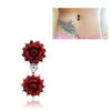 VRIUA Fashion Red Double Rose Flower Belly Button Ring Body Jewelry Piercings Navel Rings Women Girls Beach Party Gift