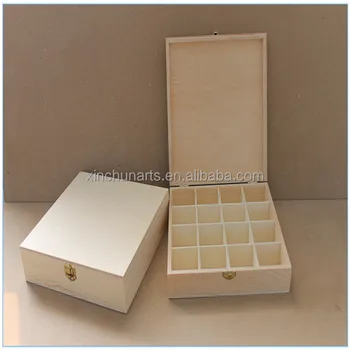 unfinished wood box with divider