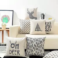 

Nordic style deer moose small fresh linen pillow Creative home back car pillowcase