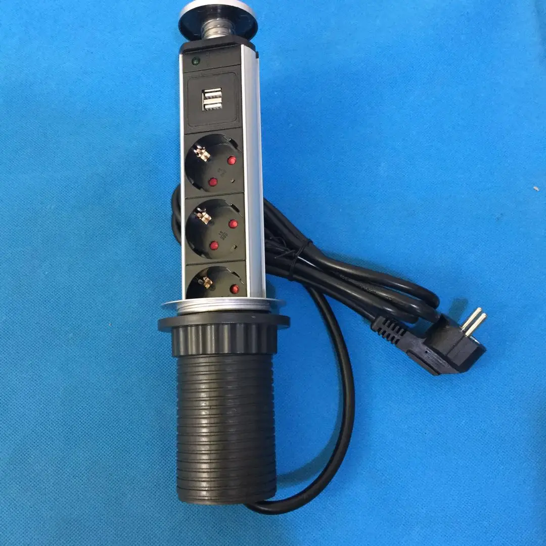 Electrical Power Outlet Kitchen Worktop Desk Pull Pop Up Eu Plug 2