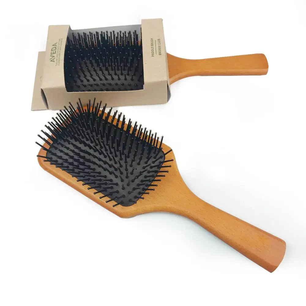 

Factory supply custom wooden handle air cushion comb anti-static comb massage hair comb, Natural color