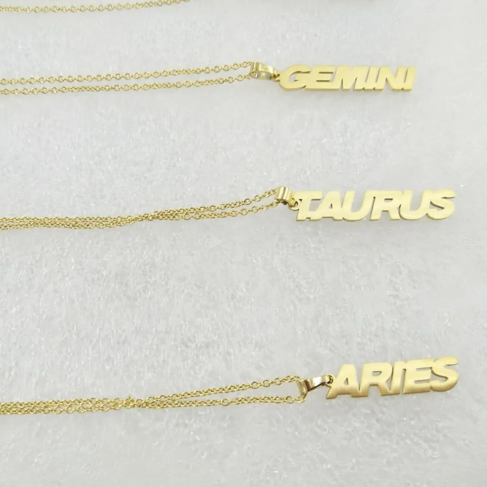 

Factory Wholesale Personalized Stainless Steel 12 Zodiac Signs Necklace,Gift for Women, Gold,silver,rose gold zodiac signs necklace