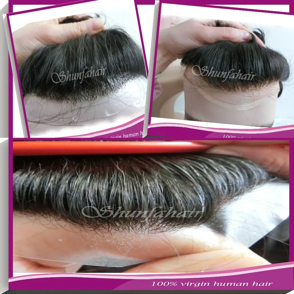 Natural Brazilian Hair Pieces Thin Skin Hair Systems Hgh Injection
