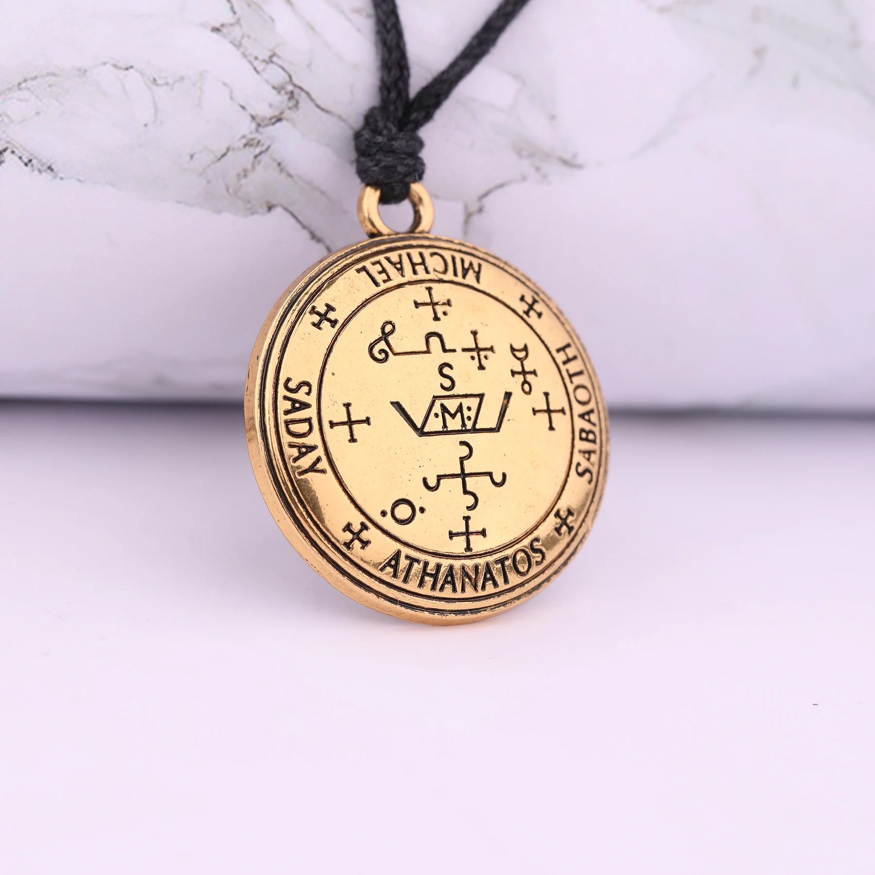 

Men's Fashion Viking Jewelry Sigil of Archangel Thavael Enochian Pendant Necklaces Talisman Amulet Gifts for Christmas, As picture