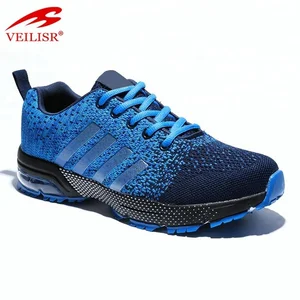 New design knit fabric trainers sneakers men air sole sport shoes