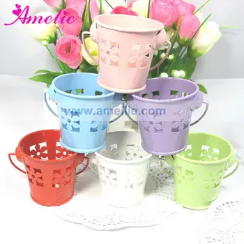 A9434e Wedding Favor Tin Blue Metal Pail Colored Bucket A9434e Wedding Favor Tin Blue Metal Pail Colored Bucket