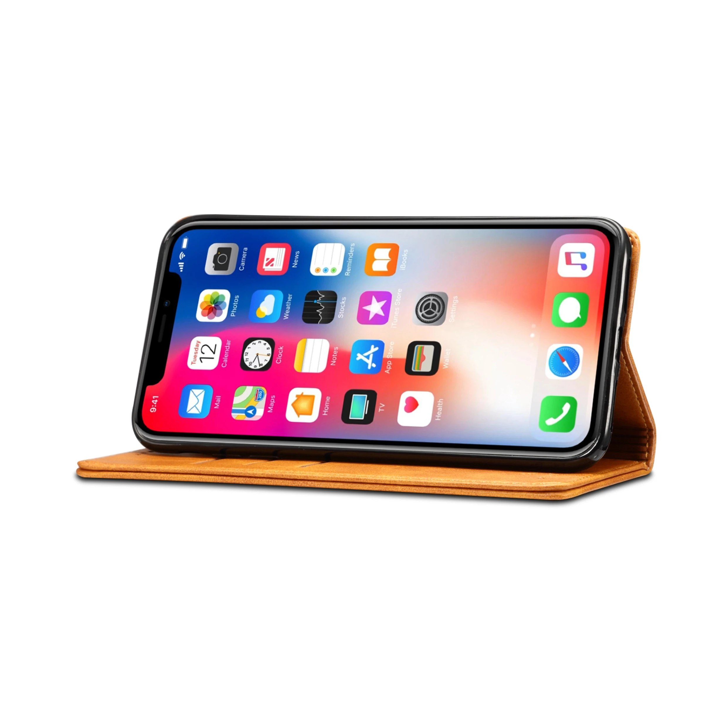 

Luxury PU Flip Leather Wallet Mobile Phone Case With Card Slot for iPhone XS max Cell Phone Case Phone Rack