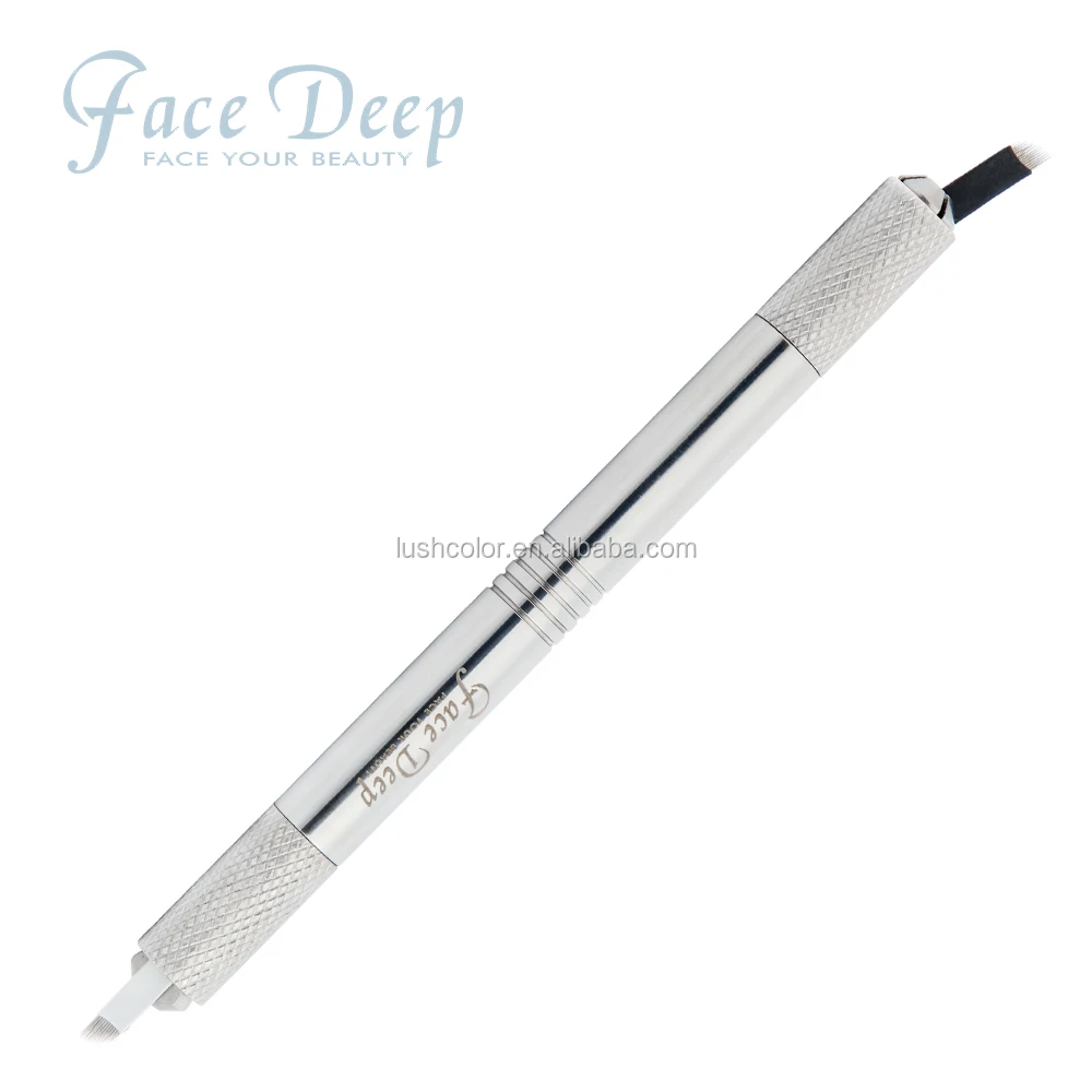 

Face Deep Double Heads Eyebrow Autoclave Tattoo Pen Stainless Steel Microblading Pen, Silver