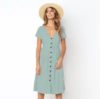 

summer online shopping latest casual dress patterns ladies/lady button down cotton linen dress fashion for mature woman