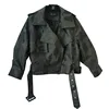 Women's Camo Zipper Motorcycle Biker PU Faux Leather Pilot Jacket Retro Lapel Zipper Coat for Short Flight Jacket