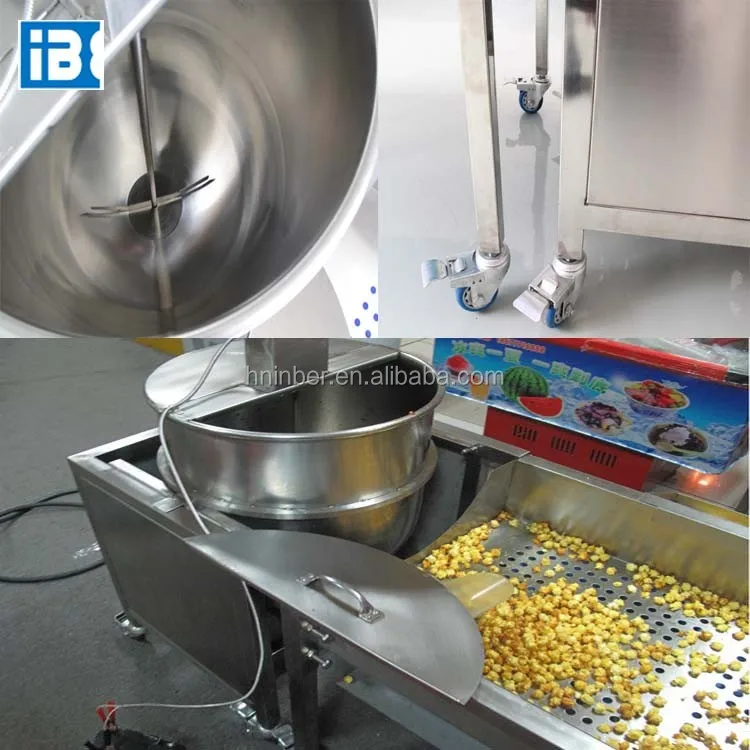 China Stainless Steel Commercial Caramel Kettle Corn Popcorn Machine