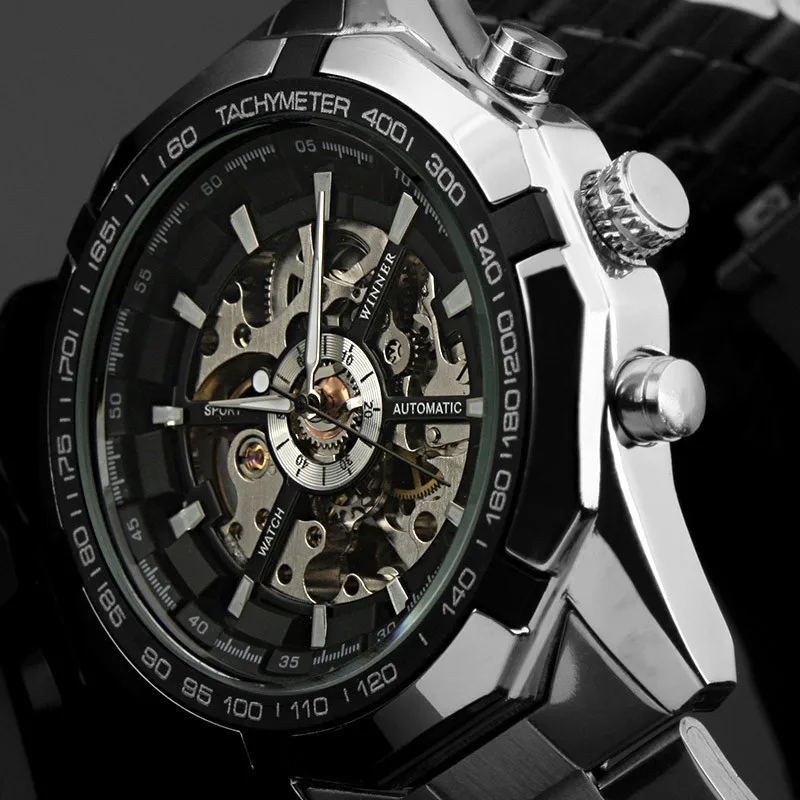 

Mens top brand luxury Winner 340 Fashion 246 Skeleton Clock Sport Watch Automatic Mechanical Watches Relogio Masculino