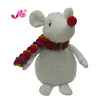 soft and funny plush animal toy white mouse with scarf