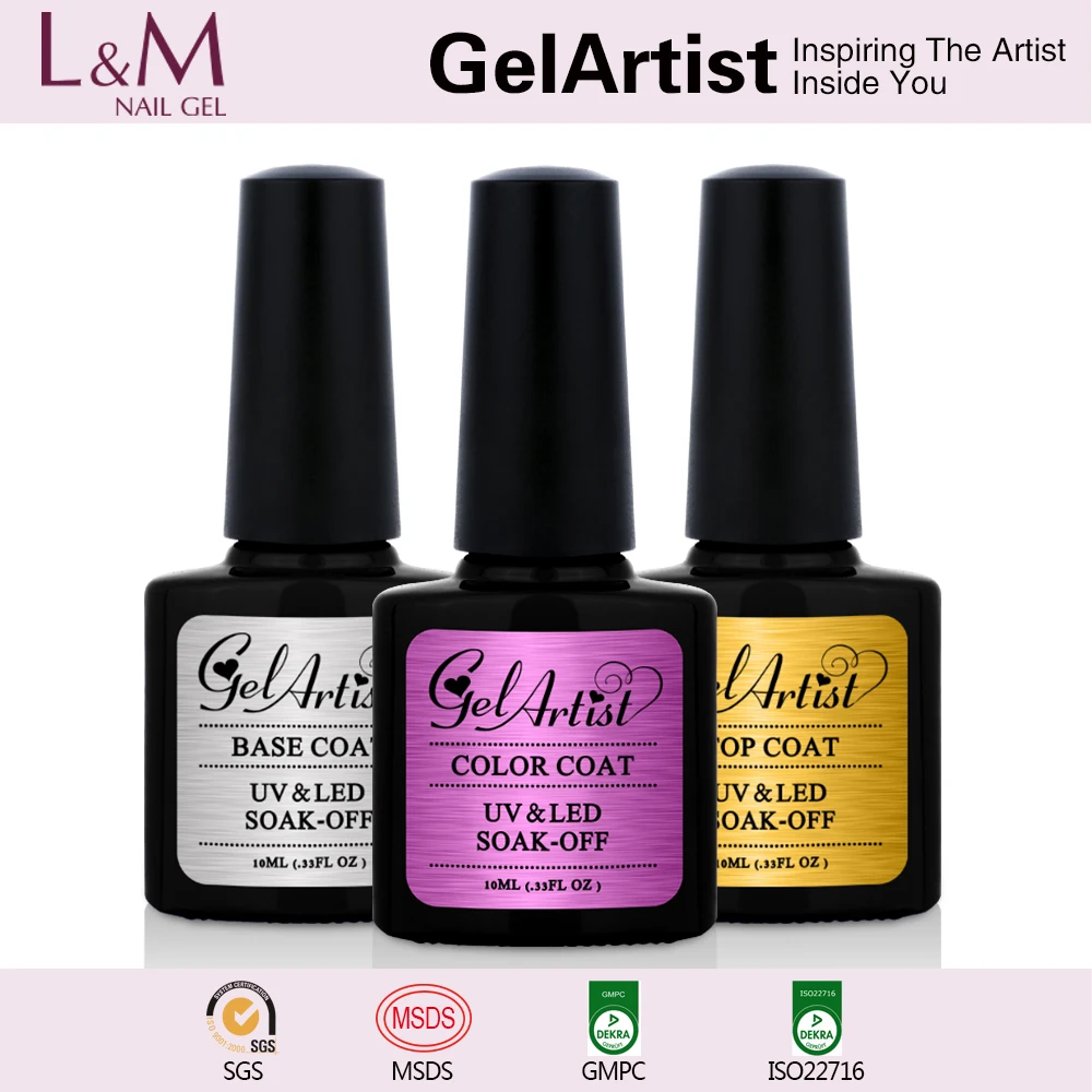 

L&M Hot Sale Long Lasting Uv Color lm nail polish 3 steps non toxic nail glue, 128 colors