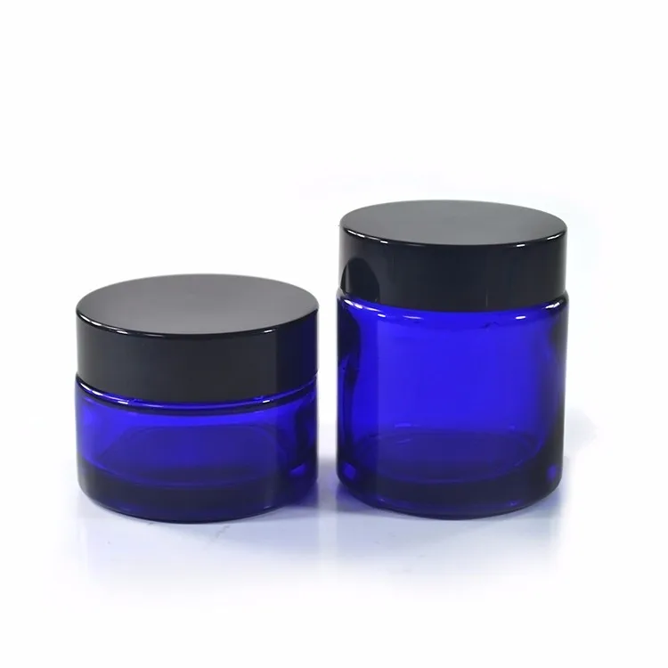Download Luxury Cosmetic Packing Blue 15ml 30ml 50ml Glass Cream Jar With Aluminum Cap - Buy Glass Cream ...