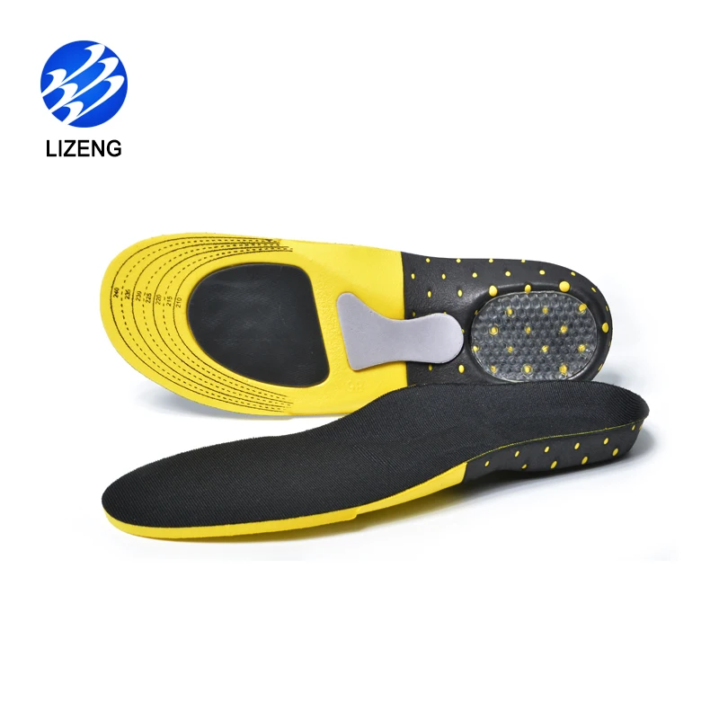 

Functional EVA shock absorb foot care gel anti-slip sport insole, Yellow/black /white