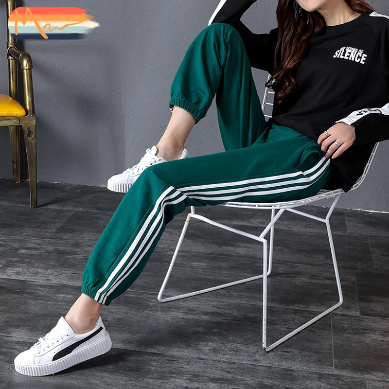 

Maxnegio women track pants with stripe cuffed track pant