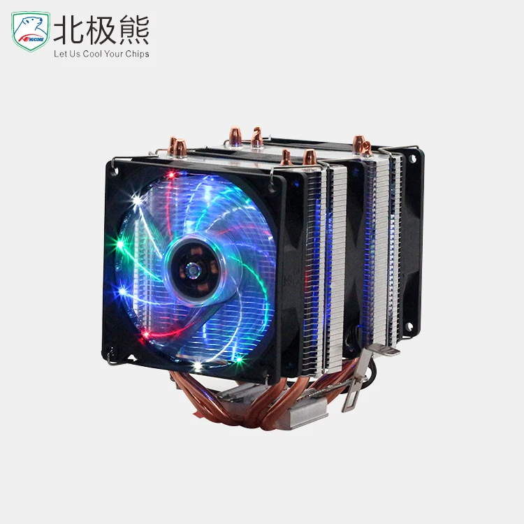 Desktop processor motherboard twin tower 4  heat pipe cooling radiator with 12 color led fan