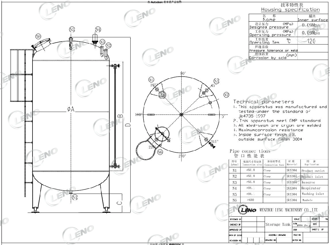 Pharmaceutical Grade Water Tank Ethanol Storage Tank Design For ...