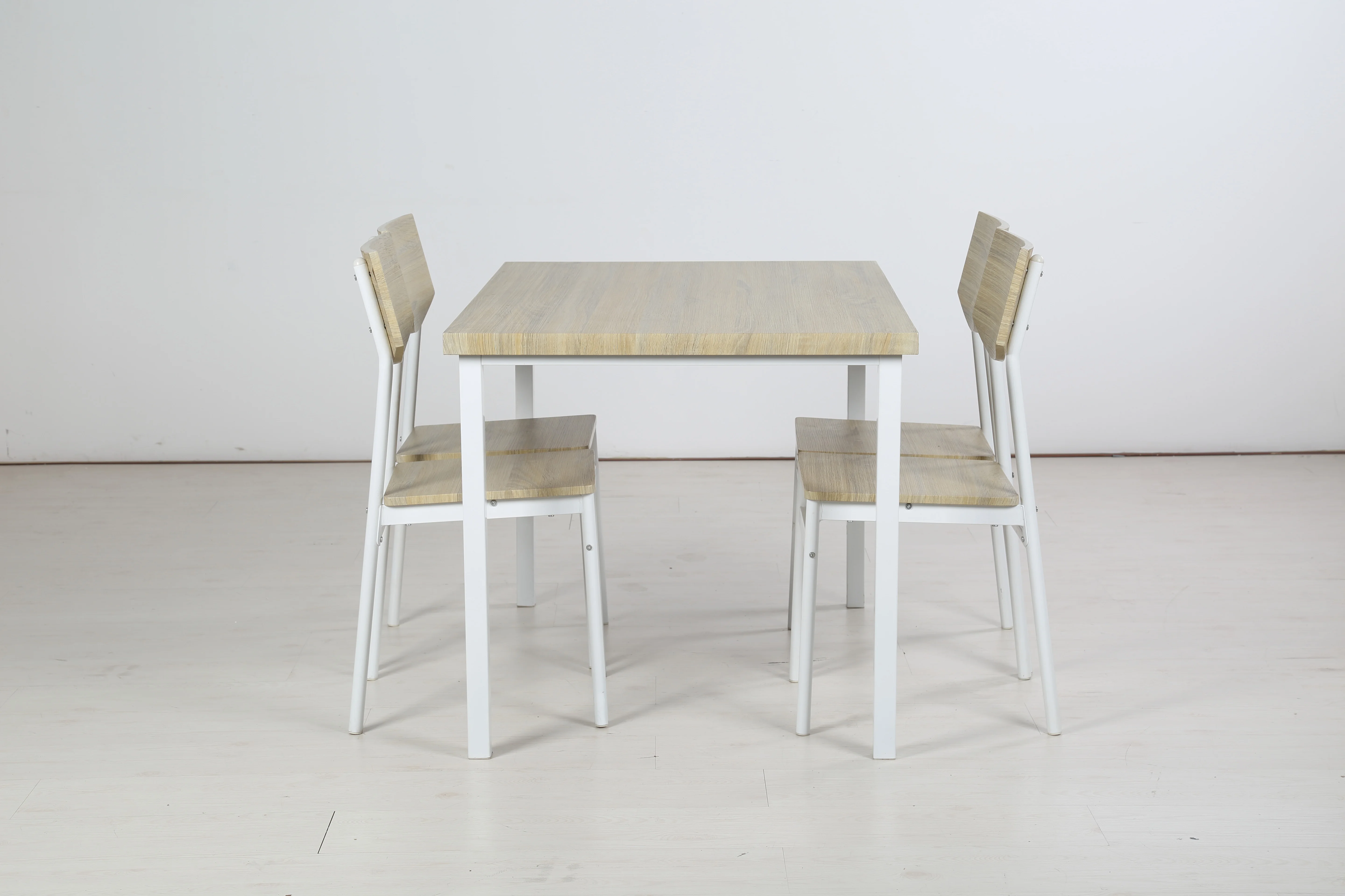 Rustic farmhouse  dinner room table and 4 seater furniture wood top meta legs rectangle dining table set for home restaurant 