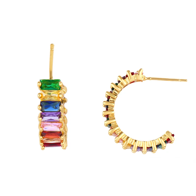 

Fashion gold plated Rhinestone rainbow cz stone Earrings