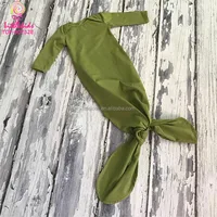 

Long Sleeve Infant And Toddler Cotton Blanks Kids Sleeping Bag Olive Green Knotted Newborn Baby Gown