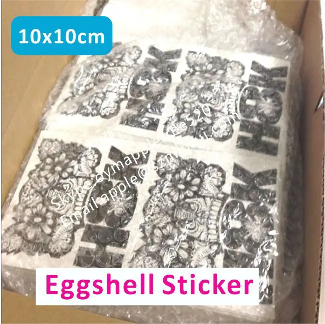 Custom 10x10cm Eggshell Stickers Printed With Black Texts,Big Size