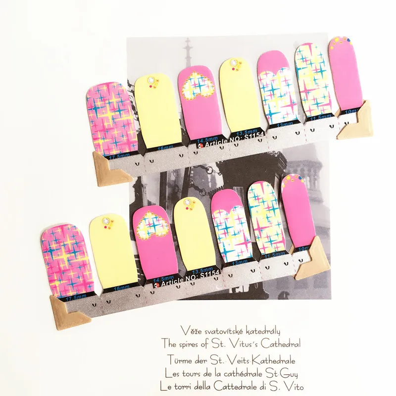 Pink Star Lovely Nail Arts Sticker 14 pcs set Waterproof Nail Decal Art Sticker Gel Polish