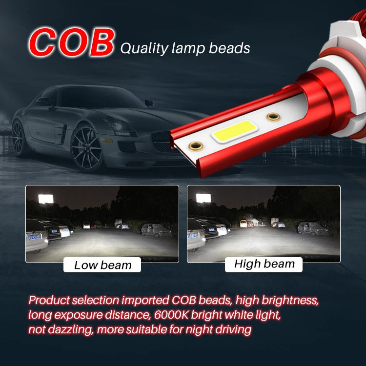 Diesel  9006  COB LED headlight  36W 3600LM fanless  Auto car led head lamp head light 2019 new design