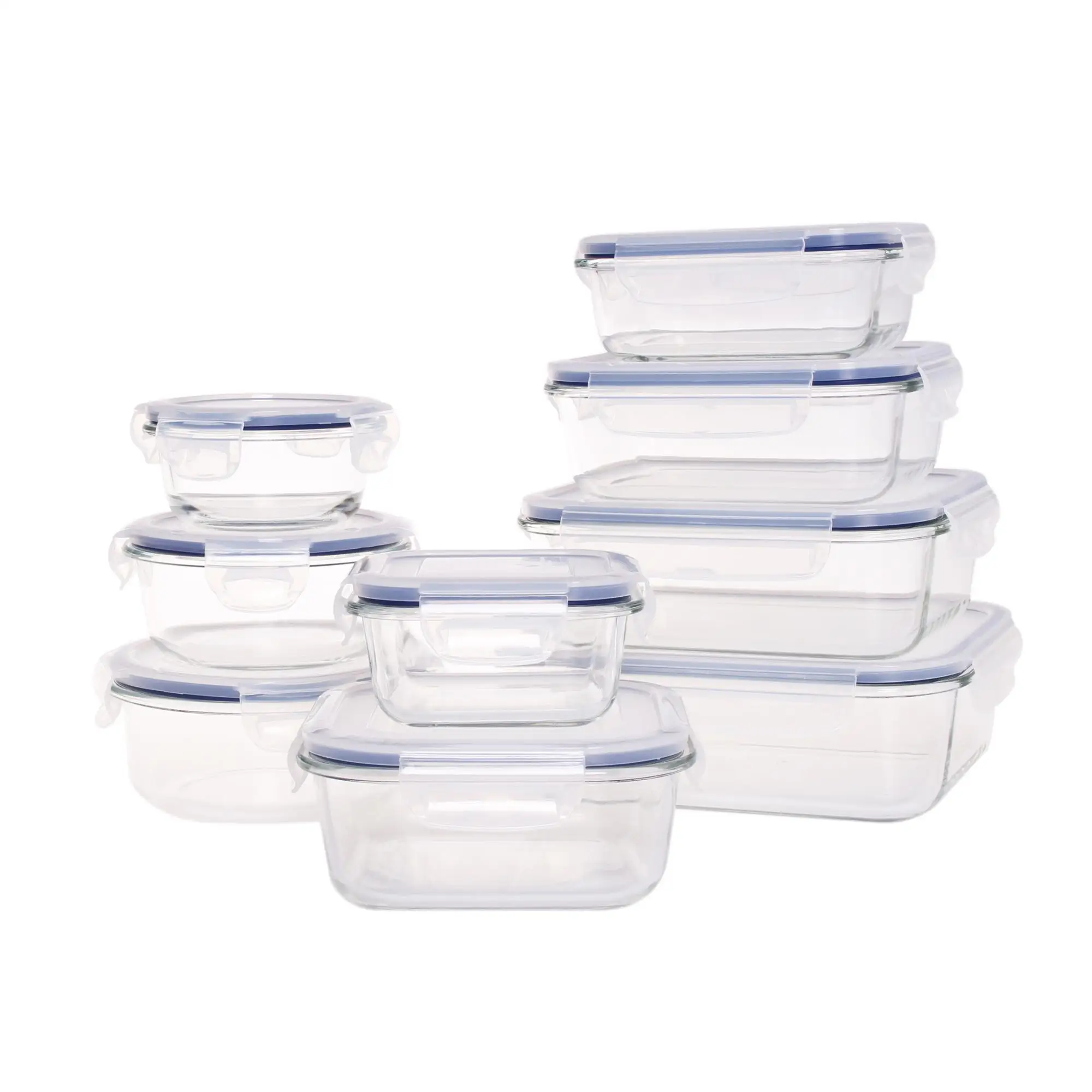 18 Pieces Set Lunch Box Oven Safe Food Container Borosilicate Glass ...