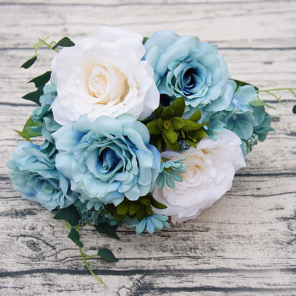 人造玫瑰花 6 头假花家居装饰