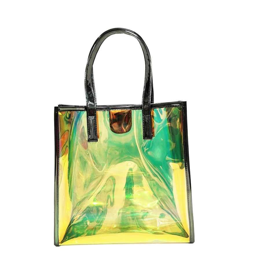 

Fashion beach shopping laser transparent holographic pvc tote bag