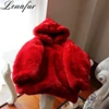 2018 hot sale woman faux fur coat with hood/winter woman coat
