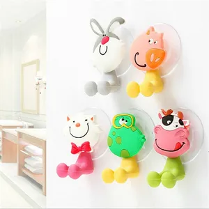 Image of Cartoon Animal Toothbrush Holder Suckers Silicone Toothbrush Rack Hooks