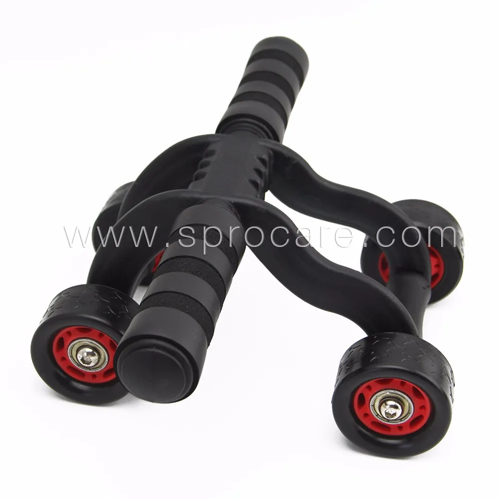 4 Wheels Ab Wheel With Knee Pad Mat And Stopper Core Muscle Trainer