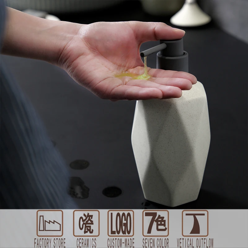 
Drop type elegant eco friendly ceramic bathroom set accessories emulsion pump bottle 