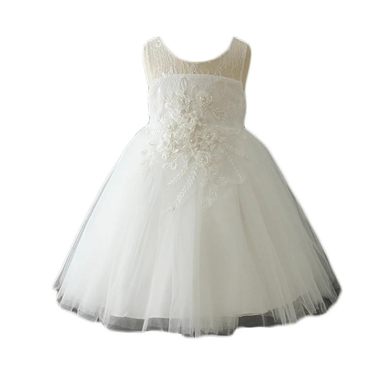 

New collection girls summer dress white flower girl party dresses for 7 year olds
