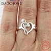 925 sterling silver treble bass clef heart shape music note ring
