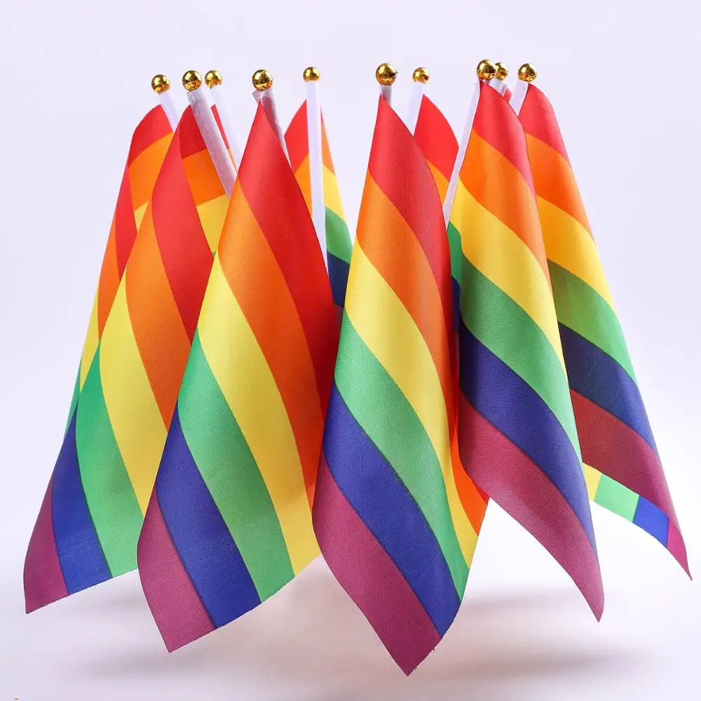 

Hand Flag LGBT for Pride Month and Gay Pride Polyester Flag