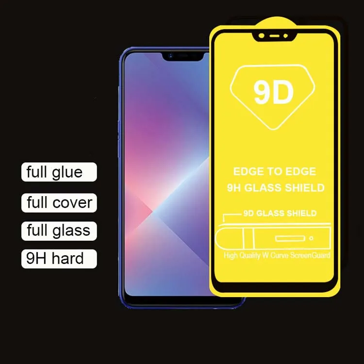 

Full Glue Edge to Edge 9H Glass Shield Really 9D Silk Printing Anti-shock Tempered Glass Screen For VIVO V5 Plus Curved Glass