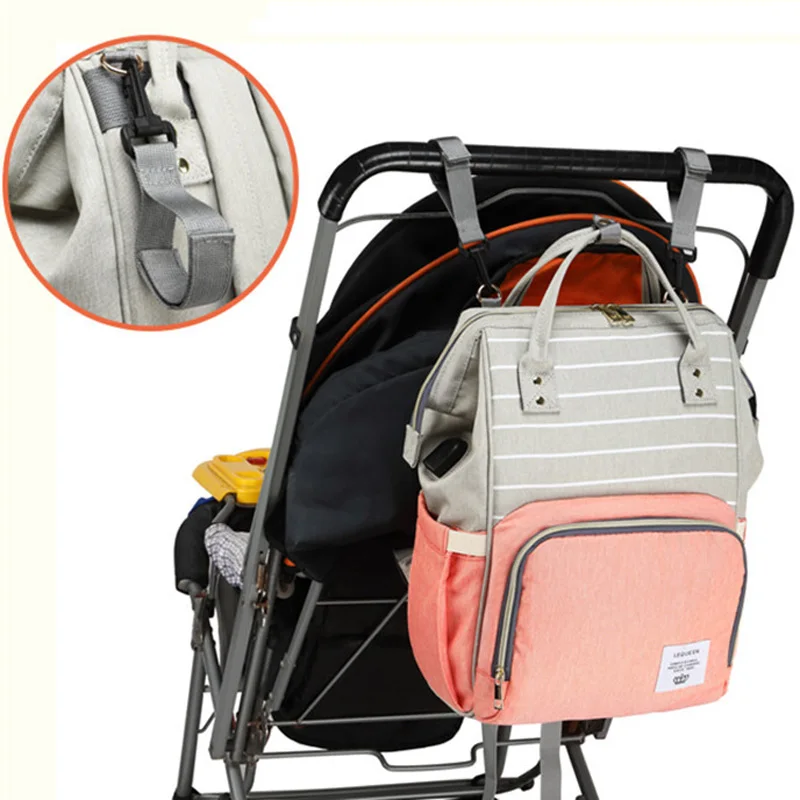 

2021 Hot LEQUEEN USB Diaper Bag Baby Care Backpack for Mom Mummy Maternity Wet Bag Waterproof Baby Pregnant Bag, As photos