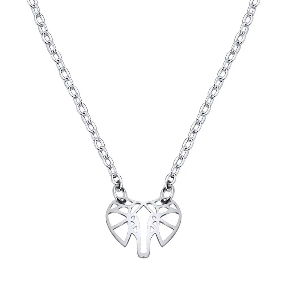 

Dainty Animal Elephant Pendant Origami Necklace for Kids, Silver