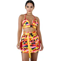 

Factory Manufacturer The Latest Fashion Camouflage Denim 2 Piece Skirt Set