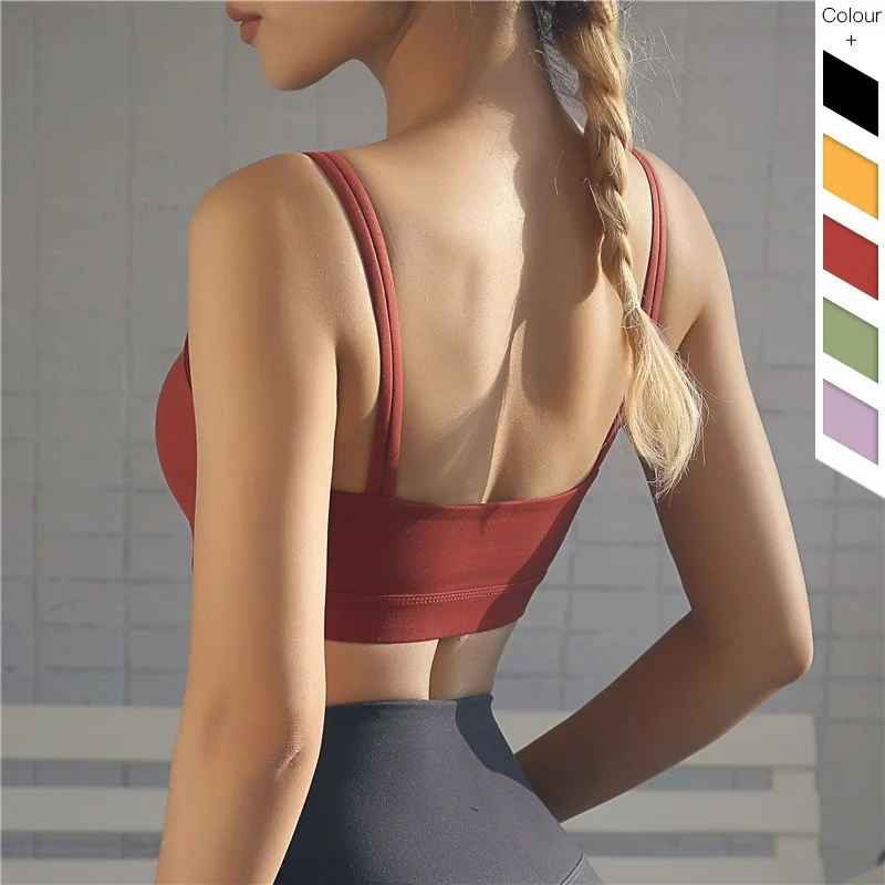 

Wholesale Seamless Running Bra Women One Shoulder Padded Push Up Tight Breathable Sports Underwear, Black;purple;green;red;yellow