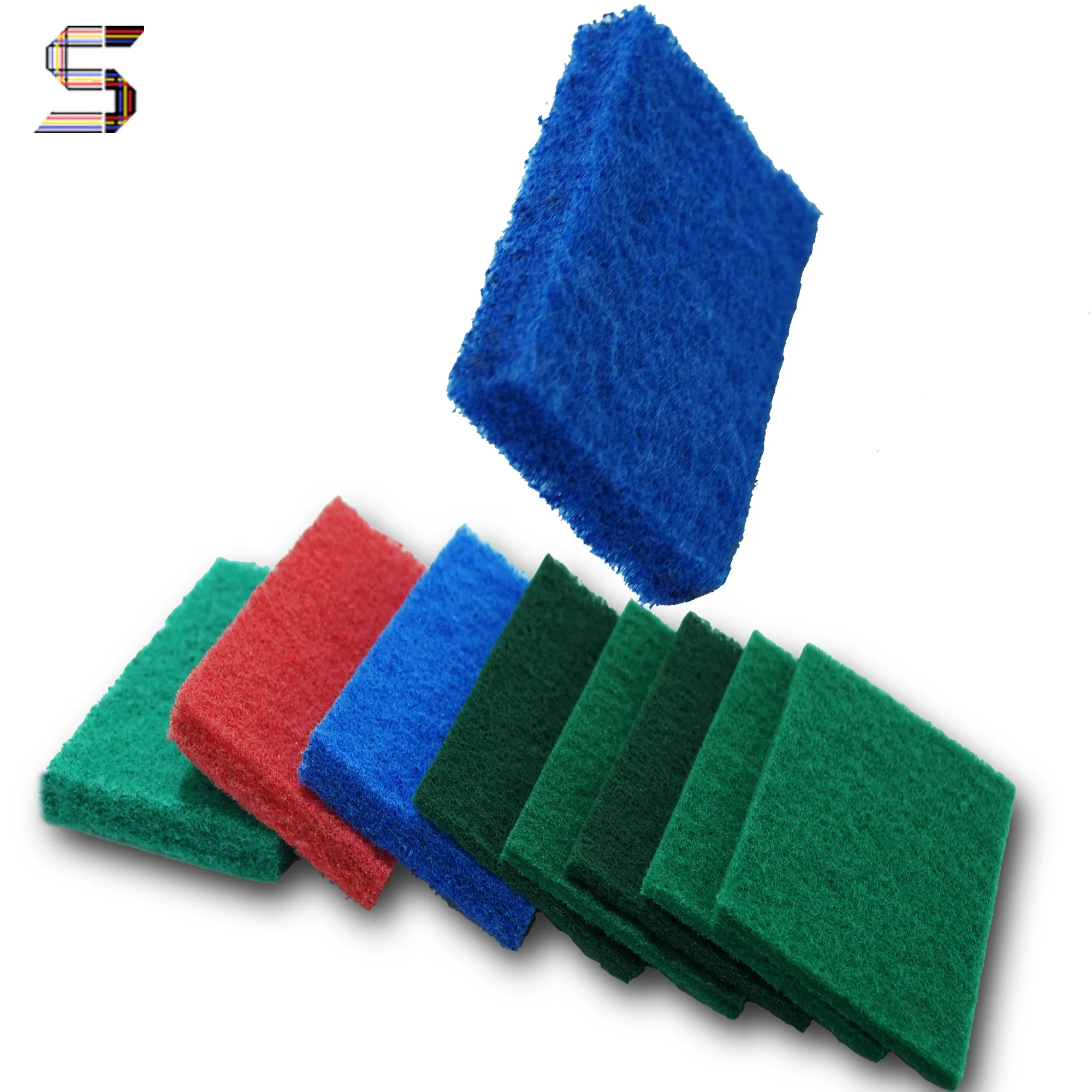 

Polyester polishing pad abrasive cleaning scouring pad, Green/blue/red/pink/yellow