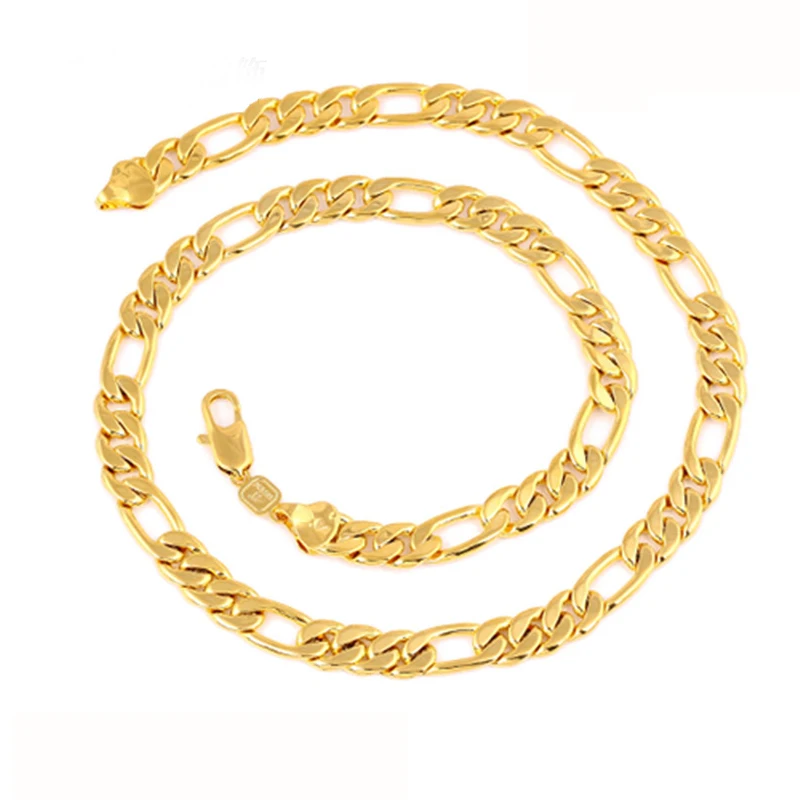 

Xuping dubai 24k gold plating jewelry men's figaro necklace