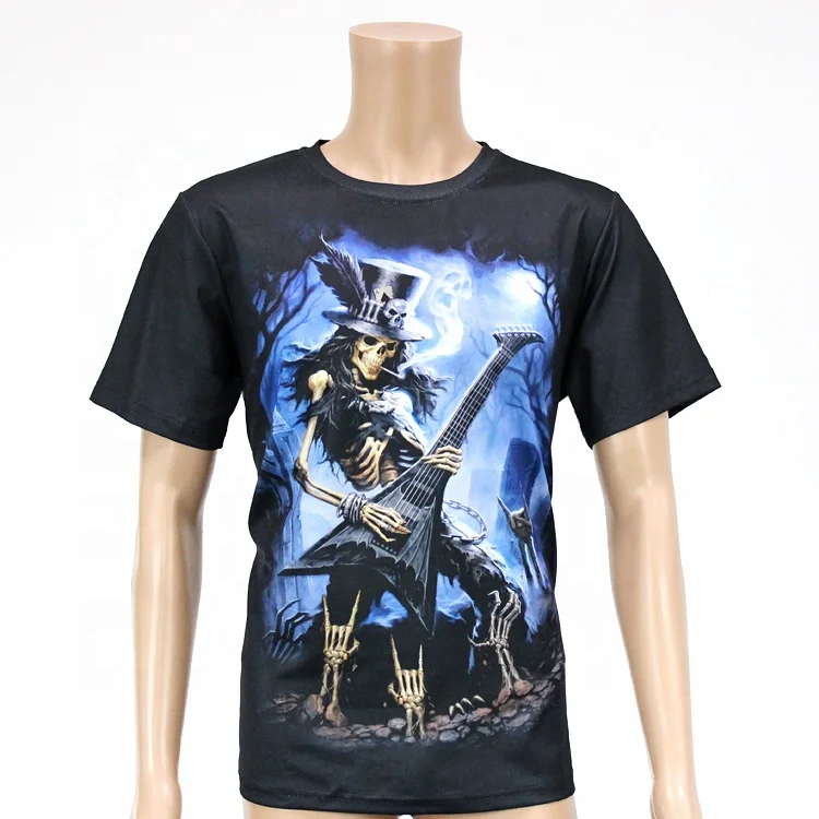 

plain round collar full color printing black dry-fit t-shirt for festival