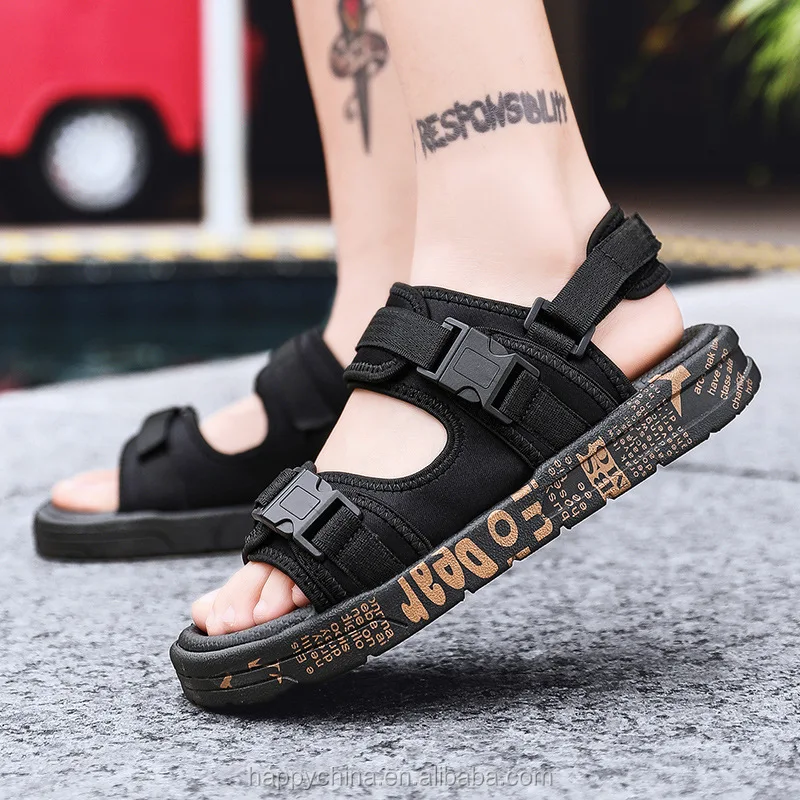 

2019 new unisex thick graffiti sole wall sandals sport beach sandals two wear