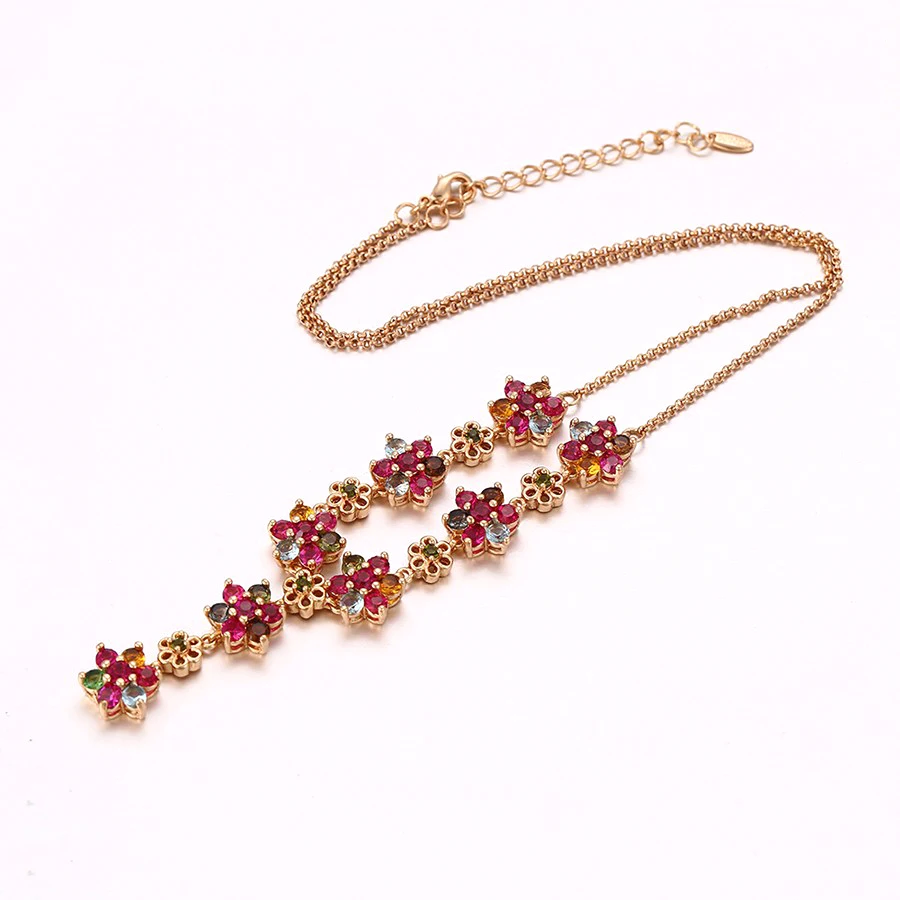 

43448-Xuping women female newest flower design gold colorful necklaces, Color